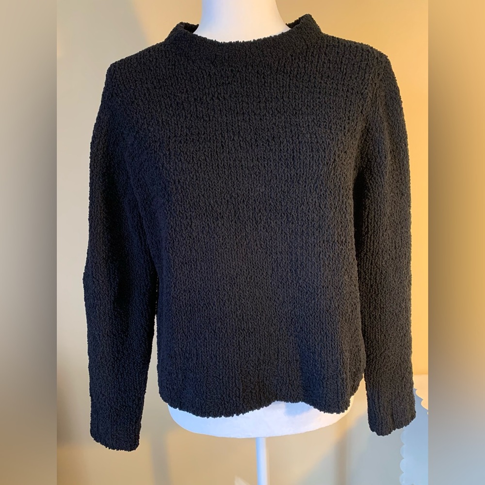 EUC Sweater: Pullover, Super Soft, Chenille, Almost-Mock-Neck, Black, Y2K/90s